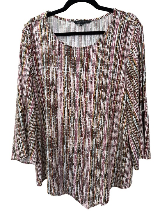 Zac & Rachel Tops - EUC Zac & Rachel Asymmetrical Striped Top with Button Detail, Size 1X